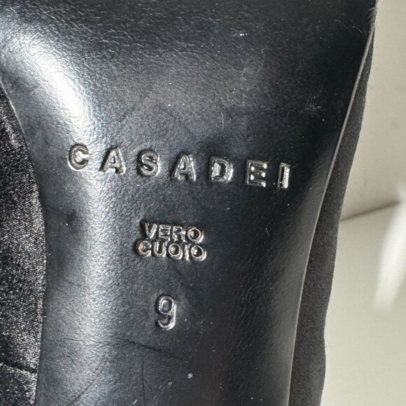 Casadei black satin silk beaded pointed toe heels size 39 - Picture 7 of 7